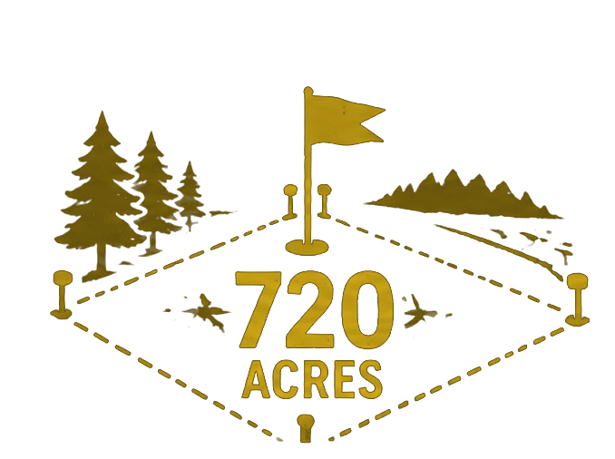 720 acres marked out across forest and open ground